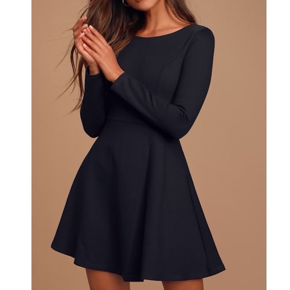 NWT Lulus Forever Chic Black Long Sleeve Dress XXL